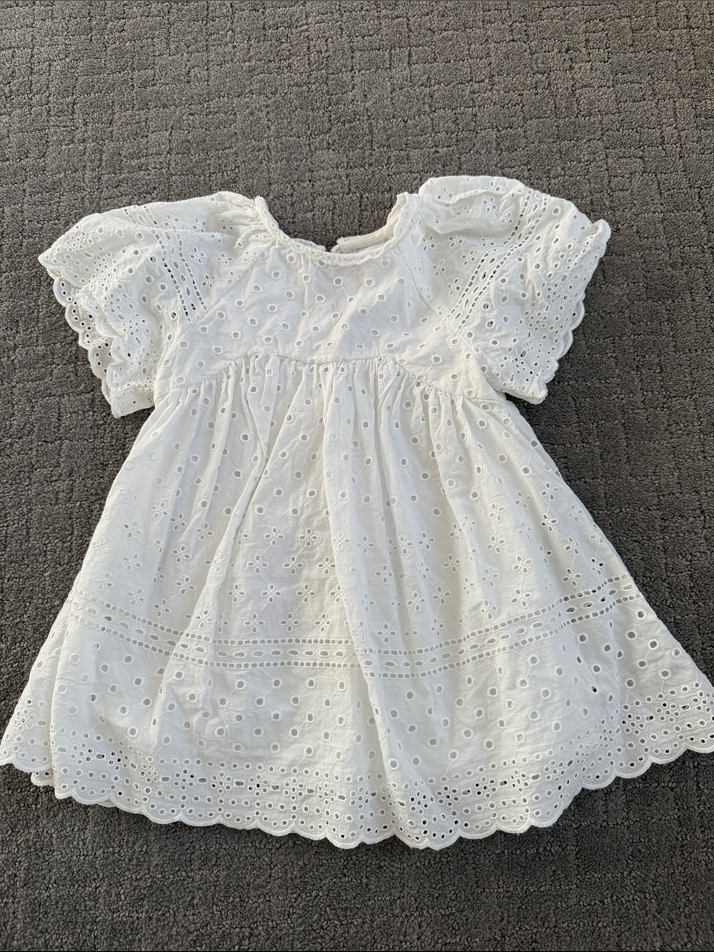 Zara White Eyelet Broderie Puff-Sleeve Dress